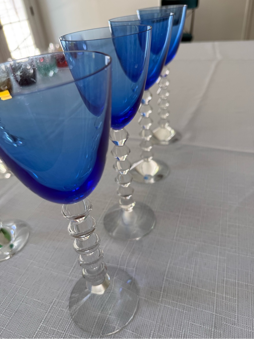 AUTHENTIC BACCARAT VEGA COBALT BLUE CRYSTAL WINE GLASSES – SET OF 4